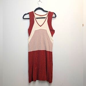 Max Studios Red and Cream Sleeveless Knit Dress